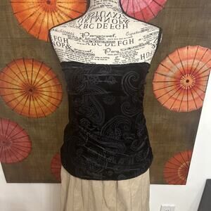 Vintage Free People Black Velvet Paisley Tub Top Witchcore Whimsigoth Sz S